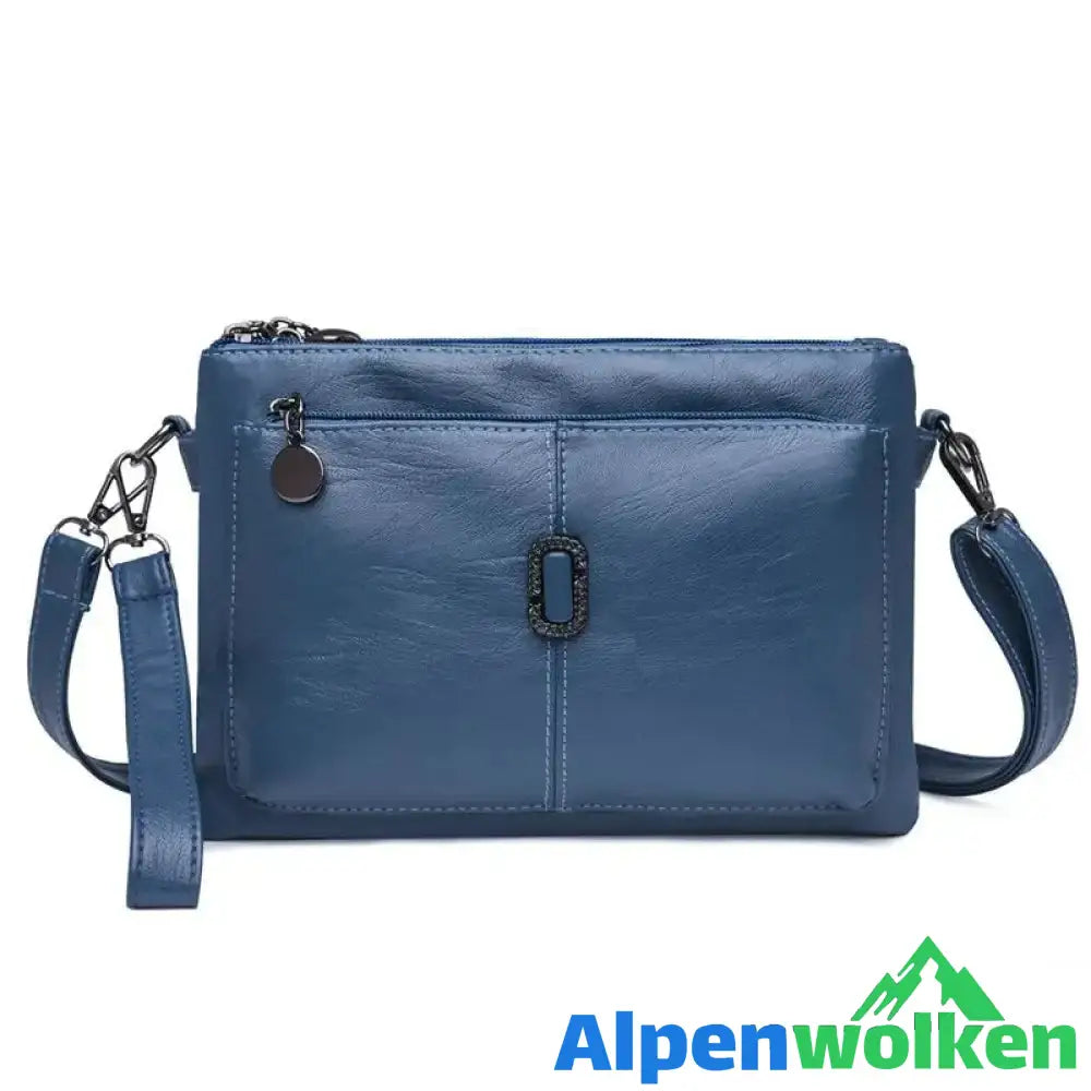 Alpenwolken - Damen Neue Kleine PU-Leder Umhängetasche Blau