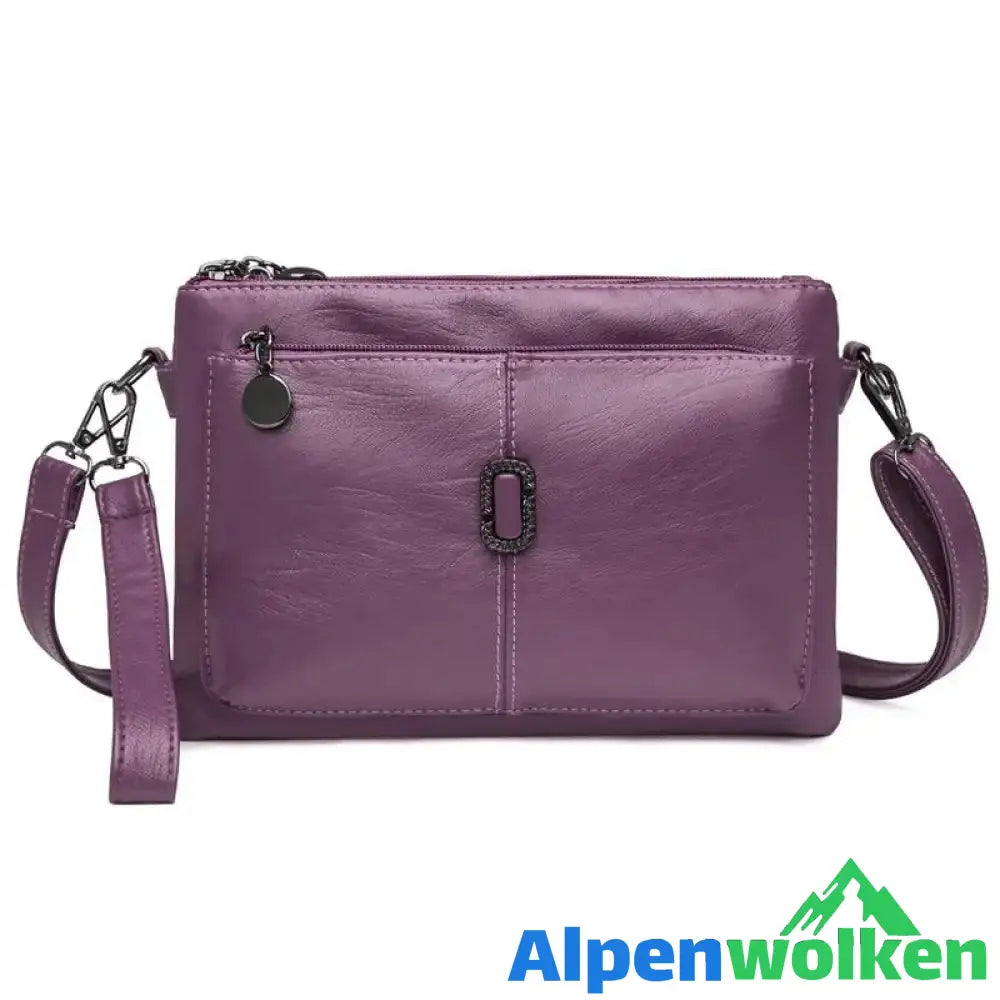 Alpenwolken - Damen Neue Kleine PU-Leder Umhängetasche Lila