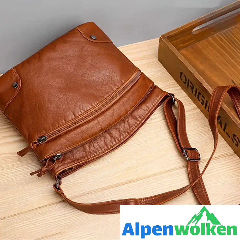 Alpenwolken - Damen Retro kleine lässige einfache Umhängetasche Braun