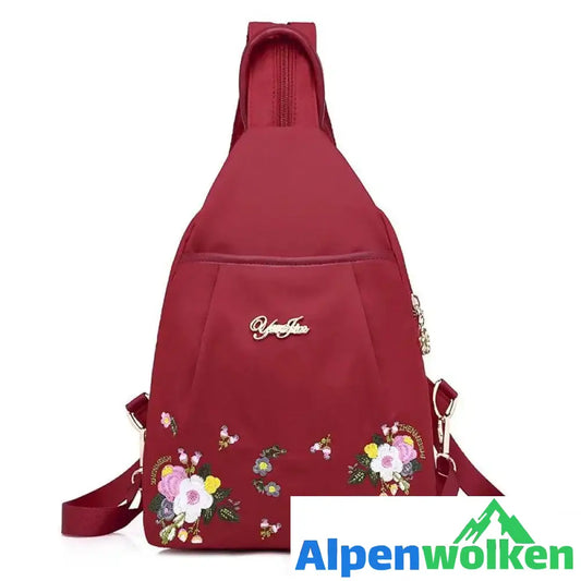 Alpenwolken - Damen Rucksack mit Stickerei Rot