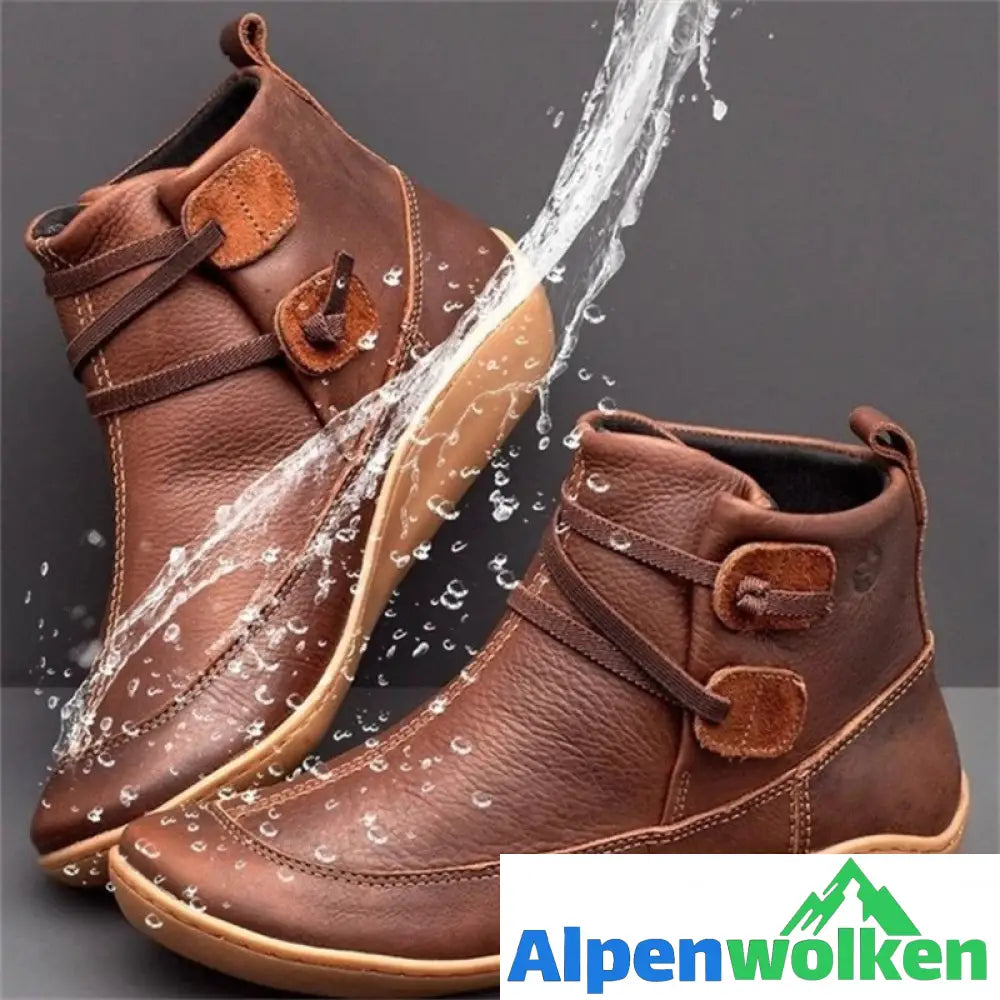 Alpenwolken - Damen Schnee-Stiefeletten Wasserdichtes Leder Orthopädische Schuhe