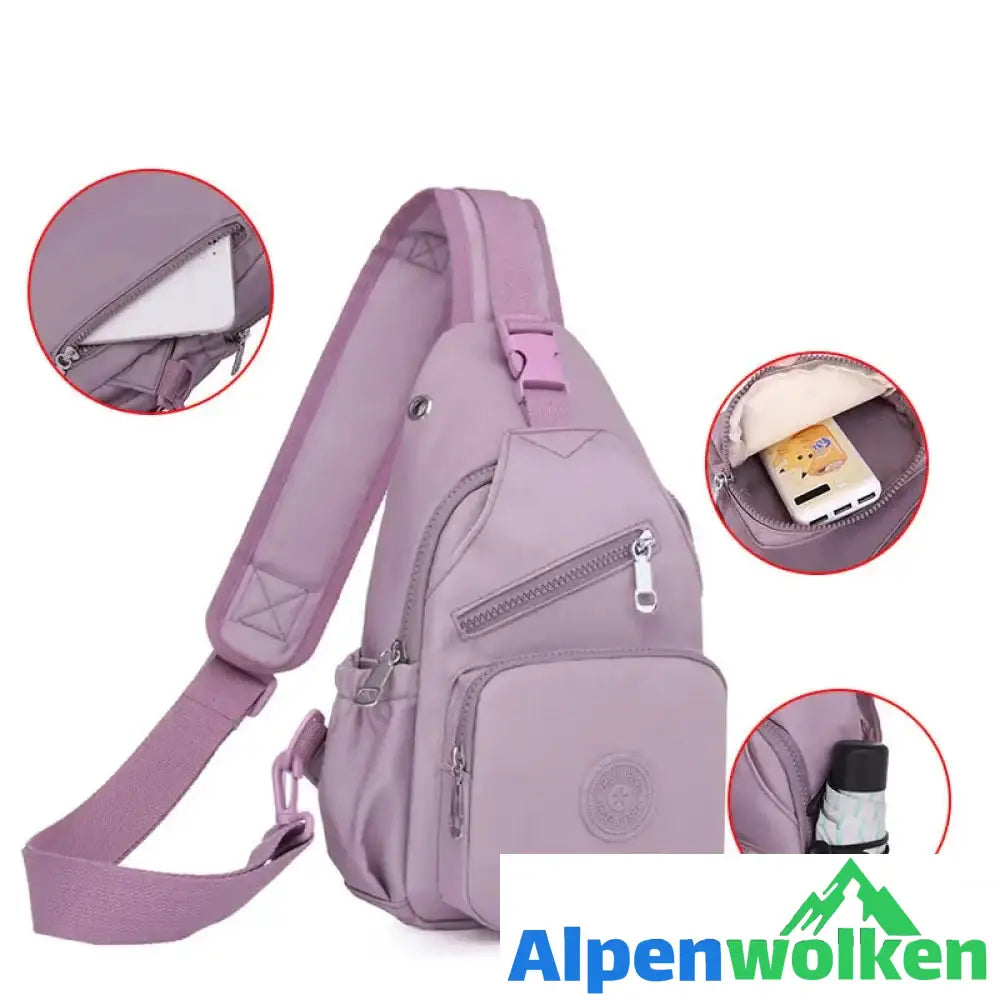 Alpenwolken - Damen-Schultertasche aus Segeltuch mit mehreren Taschen