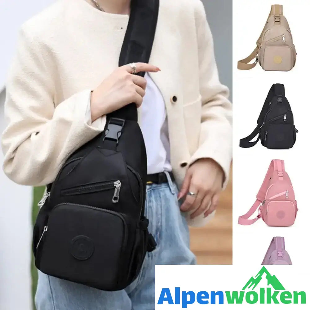 Alpenwolken - Damen-Schultertasche aus Segeltuch mit mehreren Taschen