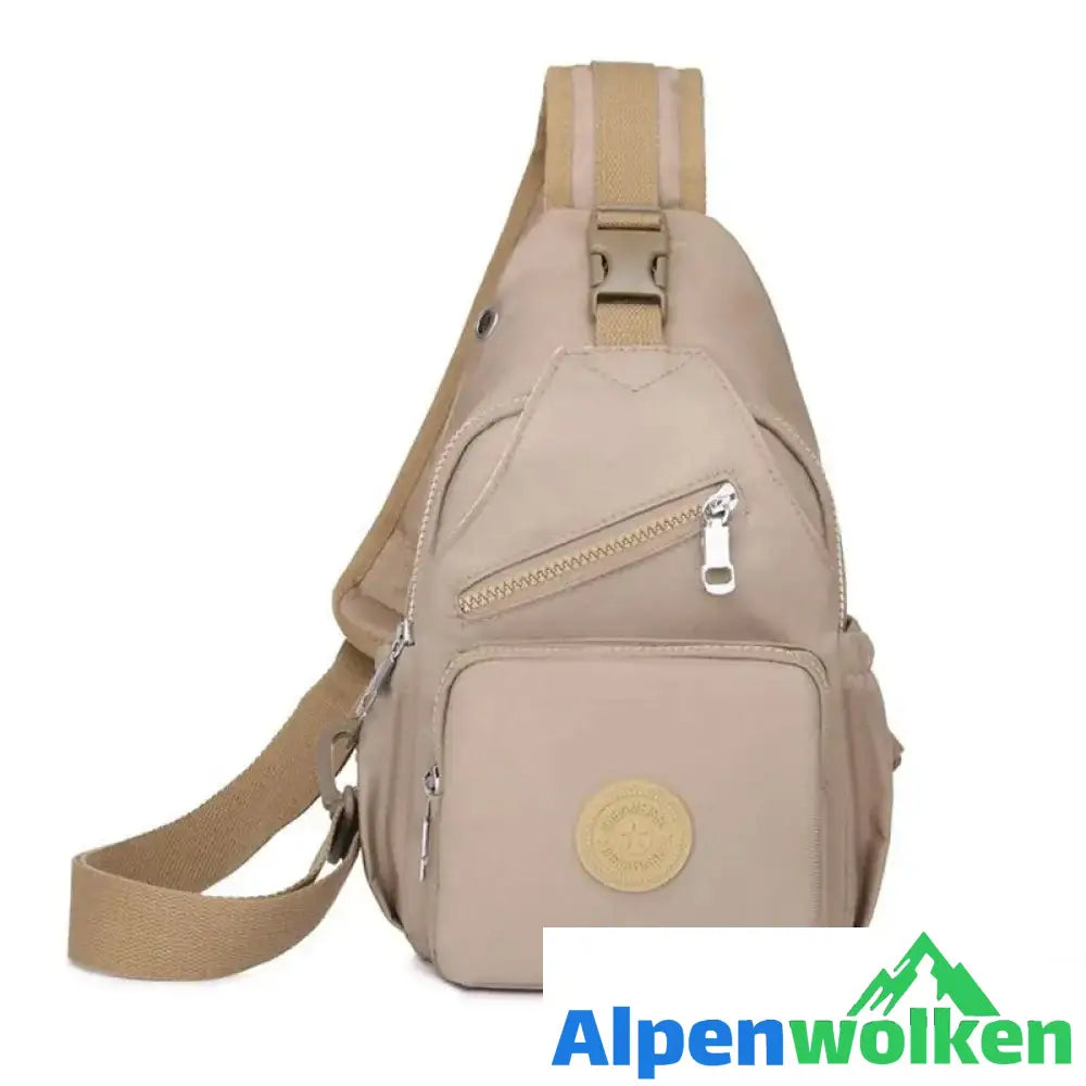 Alpenwolken - Damen-Schultertasche aus Segeltuch mit mehreren Taschen khaki