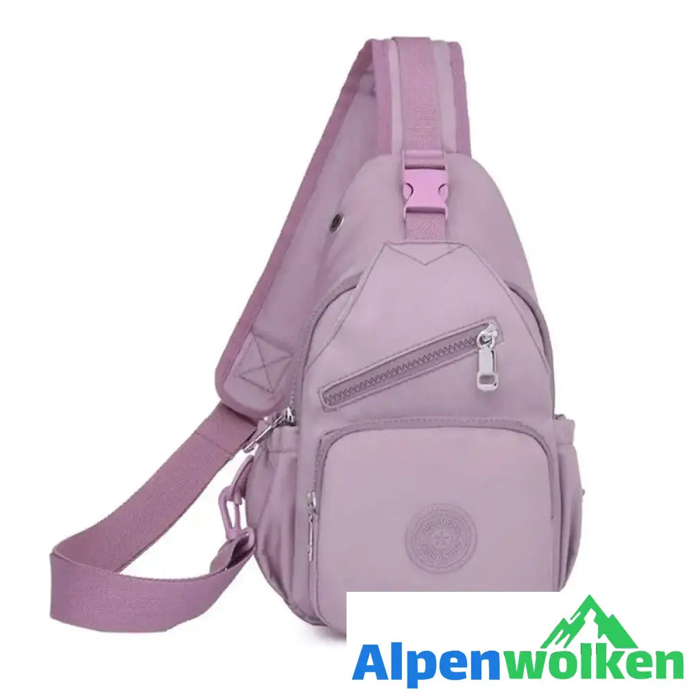 Alpenwolken - Damen-Schultertasche aus Segeltuch mit mehreren Taschen lila