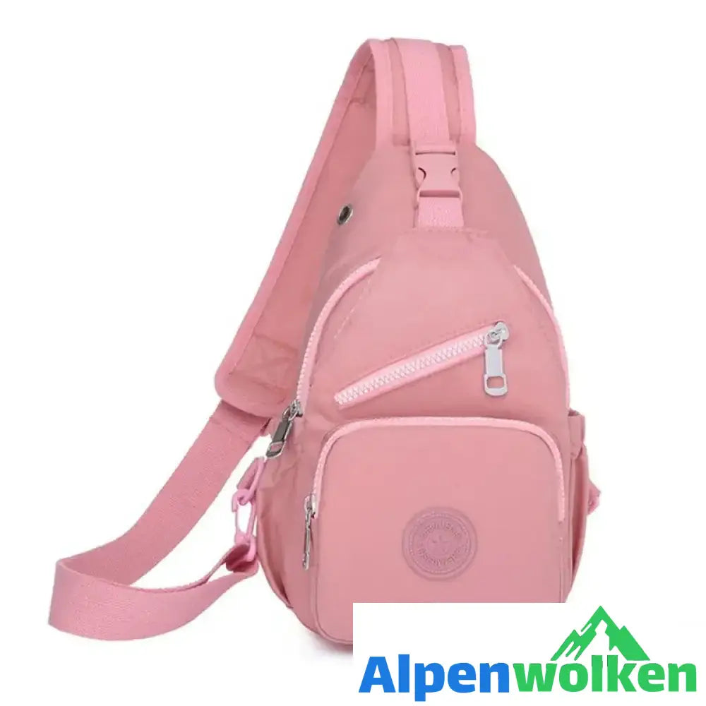 Alpenwolken - Damen-Schultertasche aus Segeltuch mit mehreren Taschen rosa