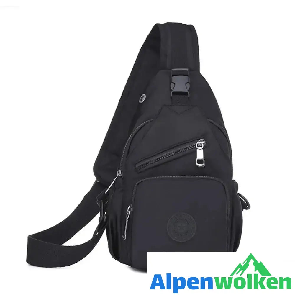 Alpenwolken - Damen-Schultertasche aus Segeltuch mit mehreren Taschen schwarz