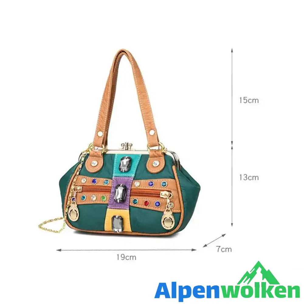 Alpenwolken - Damen Stilvolle Handtasche mit Schmucksteinen