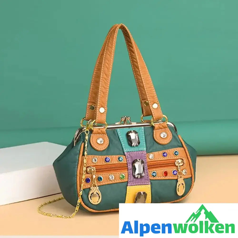 Alpenwolken - Damen Stilvolle Handtasche mit Schmucksteinen