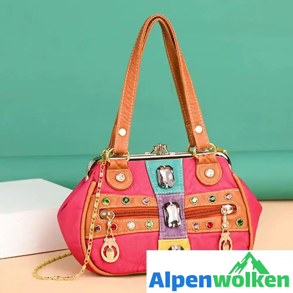 Alpenwolken - Damen Stilvolle Handtasche mit Schmucksteinen