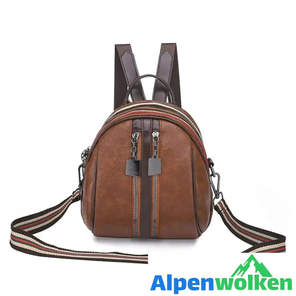 Alpenwolken - Damen Stylischer Muschelrucksack Karamellfarbe