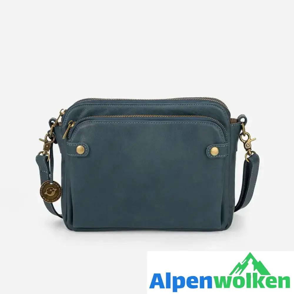 Alpenwolken - Damen Umhängetasche aus dreilagigem Leder blau