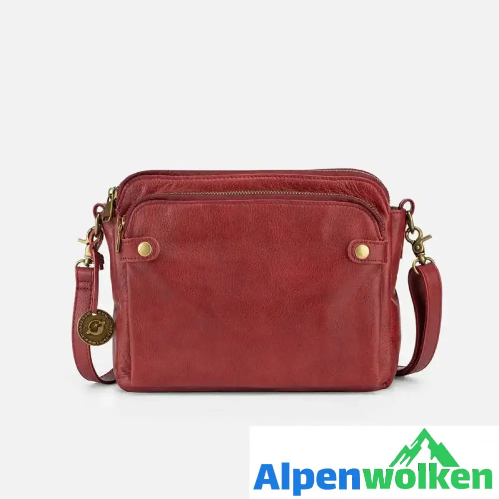 Alpenwolken - Damen Umhängetasche aus dreilagigem Leder rot