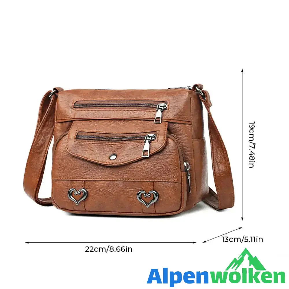 Alpenwolken - Damen-Umhängetasche aus weichem Leder mit mehreren Taschen