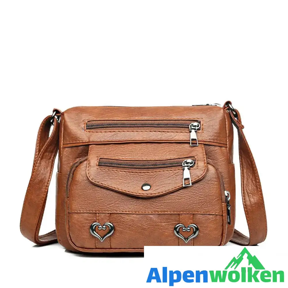 Alpenwolken - Damen-Umhängetasche aus weichem Leder mit mehreren Taschen