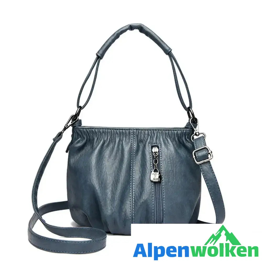 Alpenwolken - Damen-Umhängetasche mit Retro-Textur blau