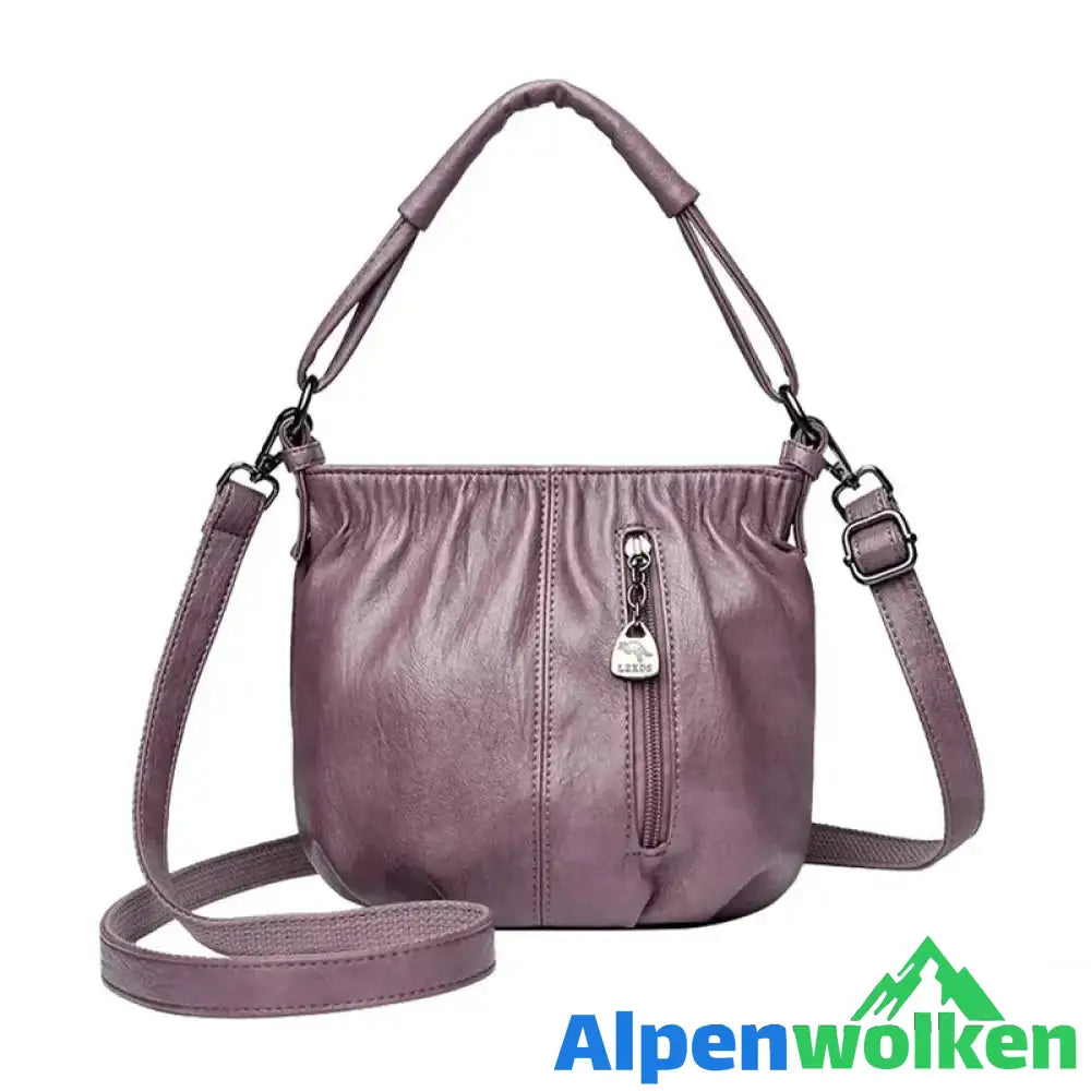 Alpenwolken - Damen-Umhängetasche mit Retro-Textur lila