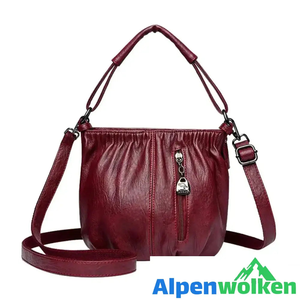 Alpenwolken - Damen-Umhängetasche mit Retro-Textur rot