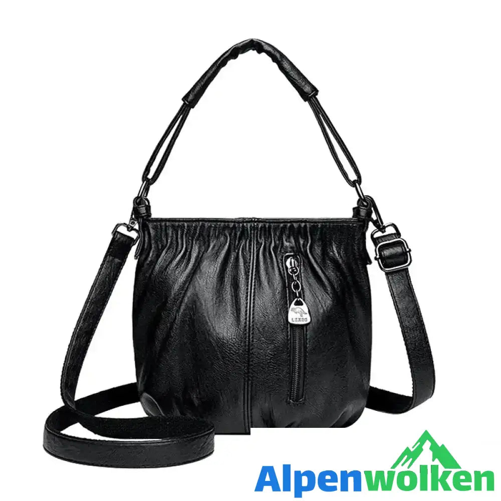 Alpenwolken - Damen-Umhängetasche mit Retro-Textur schwarz