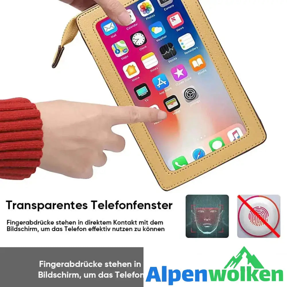 Alpenwolken - Damen-Umhängetasche mit Touchscreen-Handy-Geldbörse