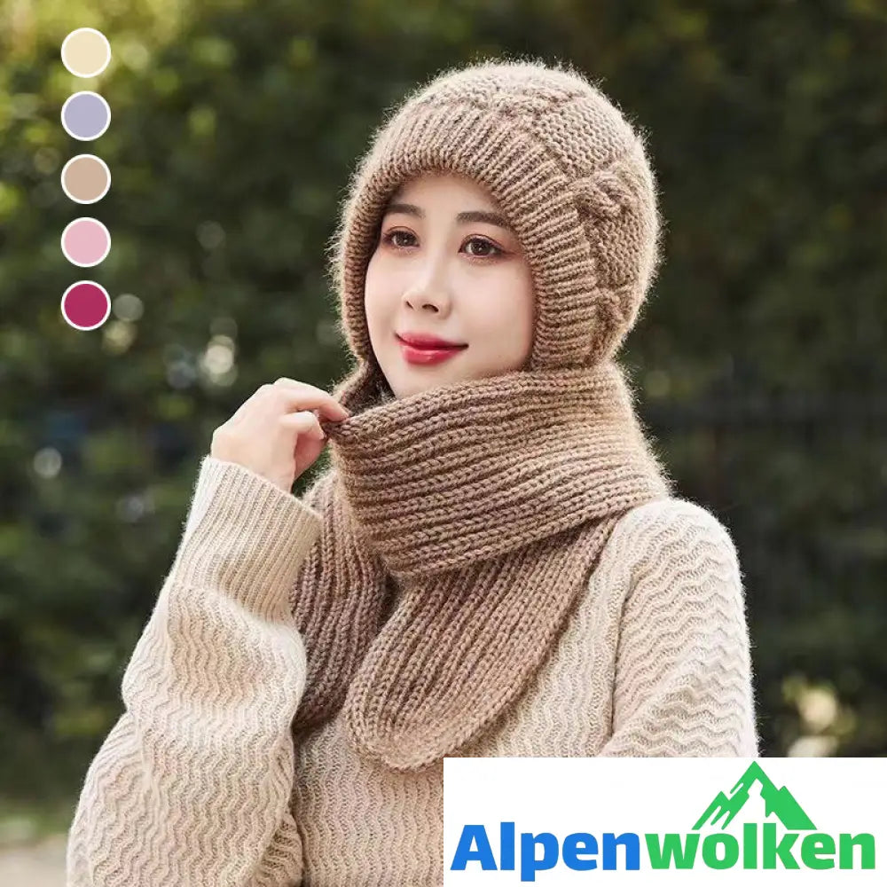 Alpenwolken - Damen Verdickter Warmer Einteiliger Hutschal