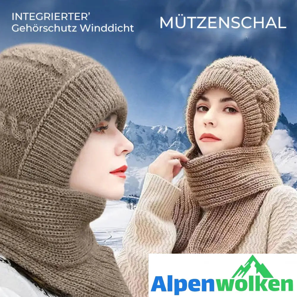 Alpenwolken - Damen Verdickter Warmer Einteiliger Hutschal