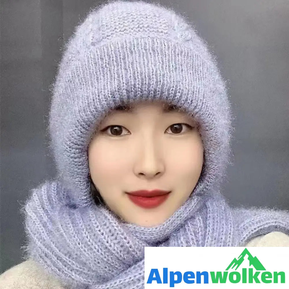 Alpenwolken - Damen Verdickter Warmer Einteiliger Hutschal Grau