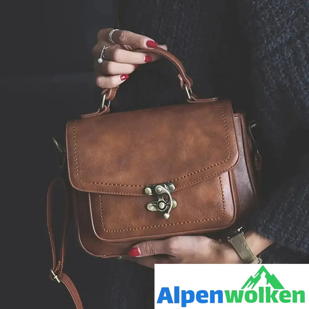 Alpenwolken - Damen Vintage Einzigartige Ledertasche mit Schnalle