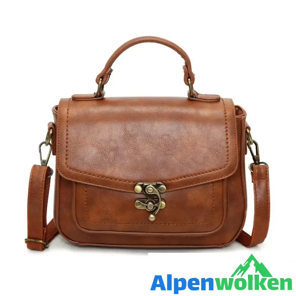 Alpenwolken - Damen Vintage Einzigartige Ledertasche mit Schnalle