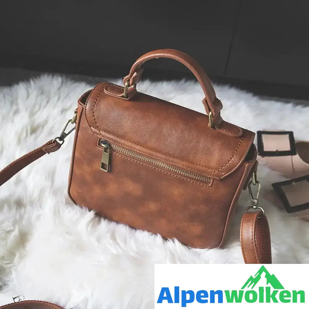 Alpenwolken - Damen Vintage Einzigartige Ledertasche mit Schnalle