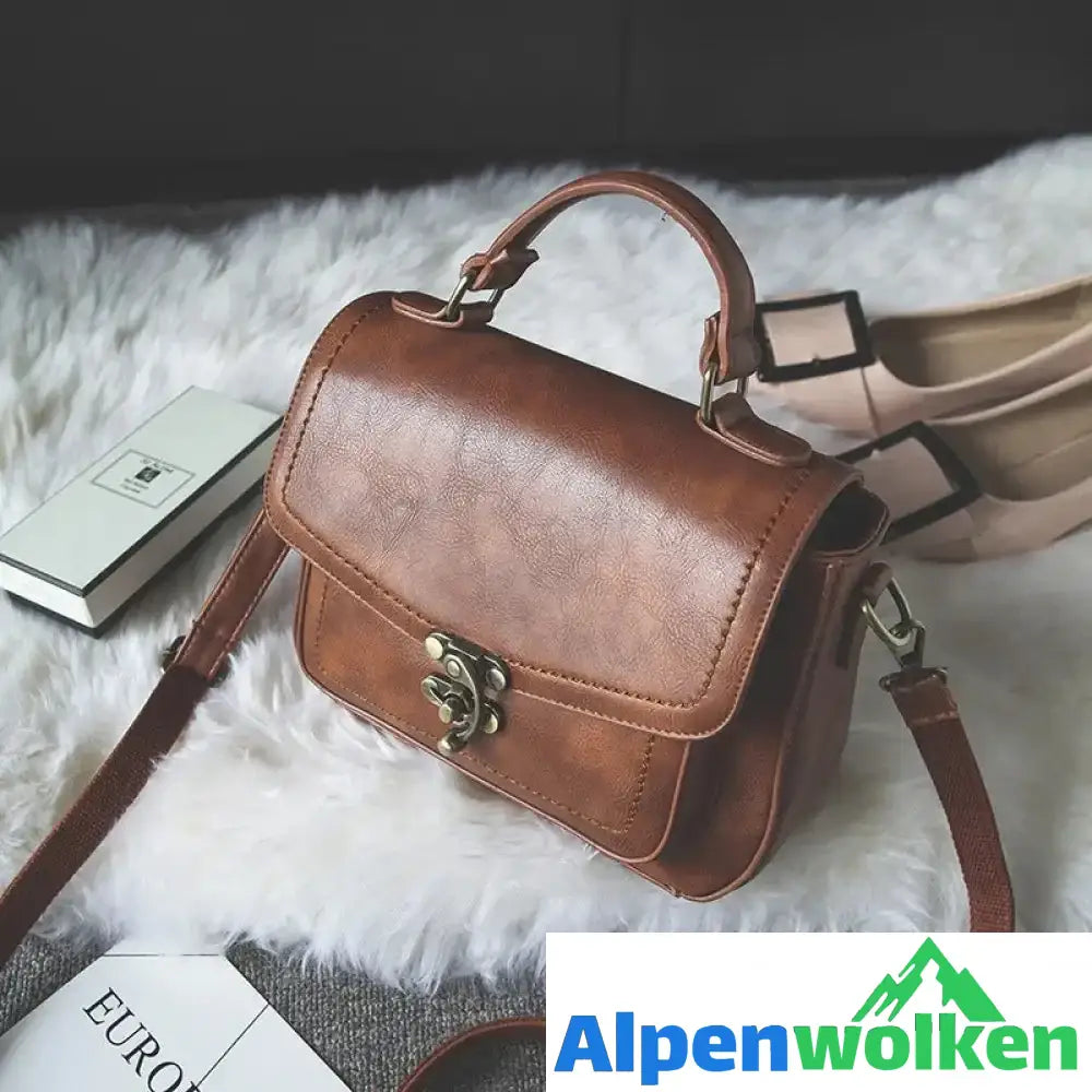 Alpenwolken - Damen Vintage Einzigartige Ledertasche mit Schnalle