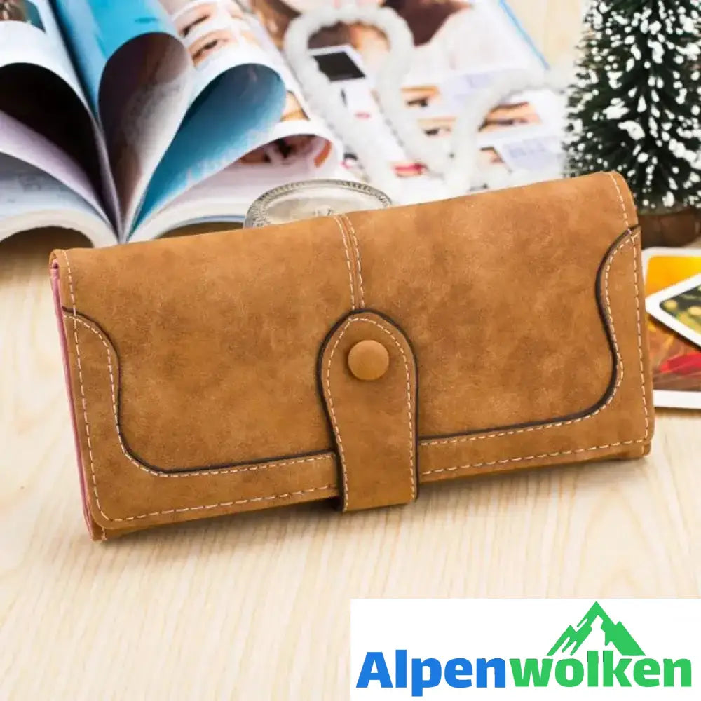 Alpenwolken - Damen Vintage gefrostete Brieftasche Braun