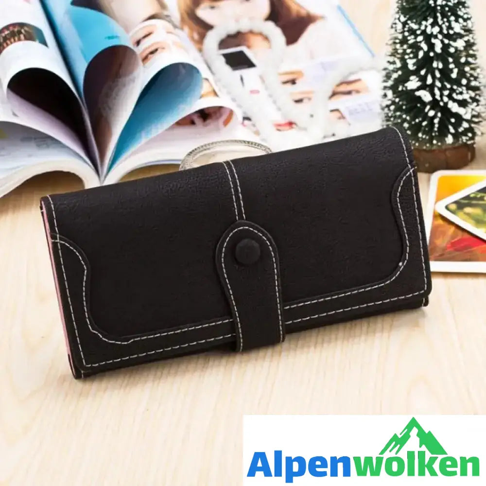 Alpenwolken - Damen Vintage gefrostete Brieftasche Schwarz