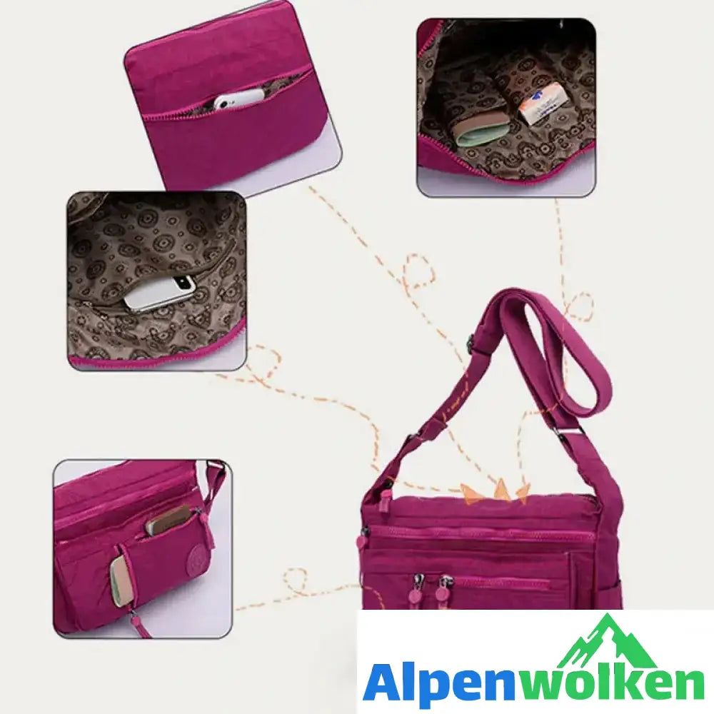 Alpenwolken - Damen Wasserdichte Reisetasche aus Nylon mit mehreren Taschen