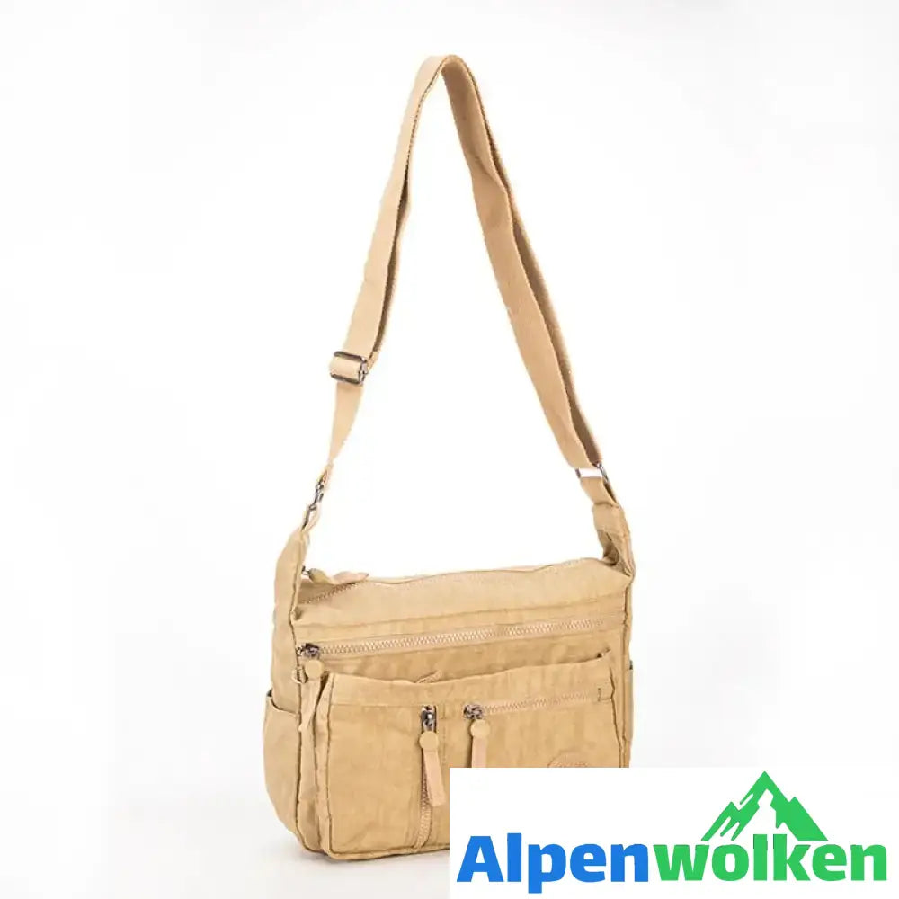 Alpenwolken - Damen Wasserdichte Reisetasche aus Nylon mit mehreren Taschen Aprikose