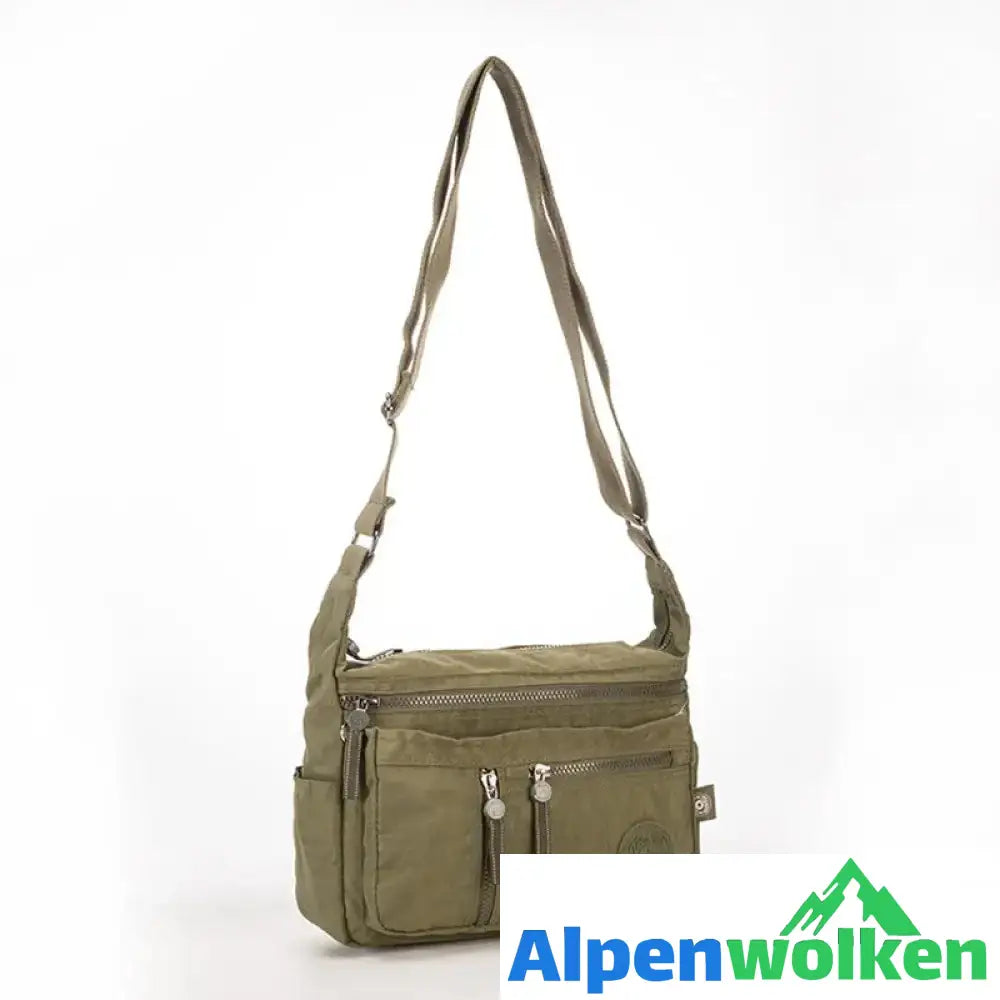 Alpenwolken - Damen Wasserdichte Reisetasche aus Nylon mit mehreren Taschen Armeegrün