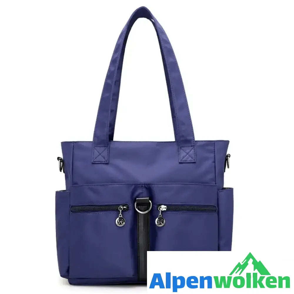 Alpenwolken - Damen wasserdichte Reisetasche aus Nylongewebe mit großer Kapazität dunkelblau