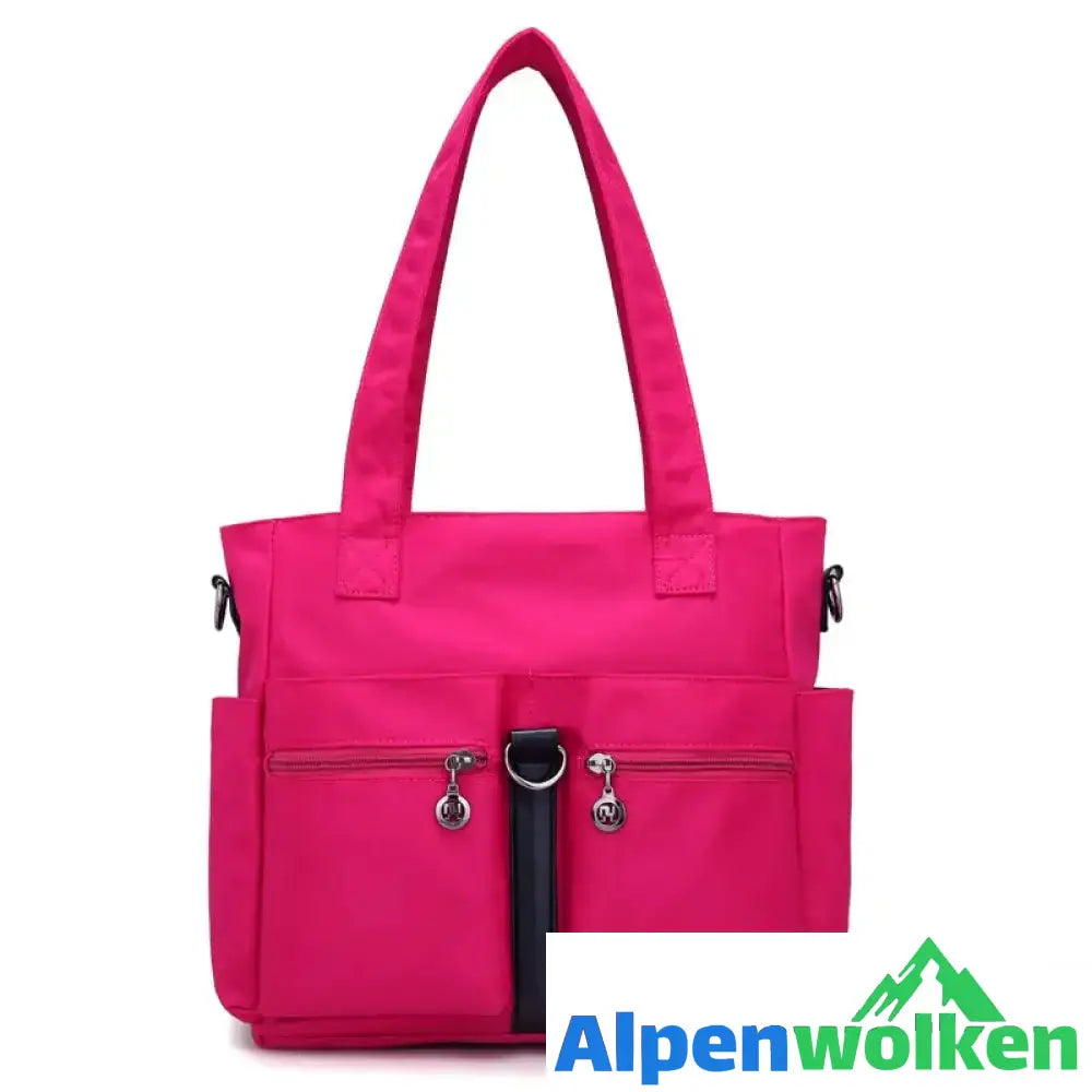 Alpenwolken - Damen wasserdichte Reisetasche aus Nylongewebe mit großer Kapazität rosa