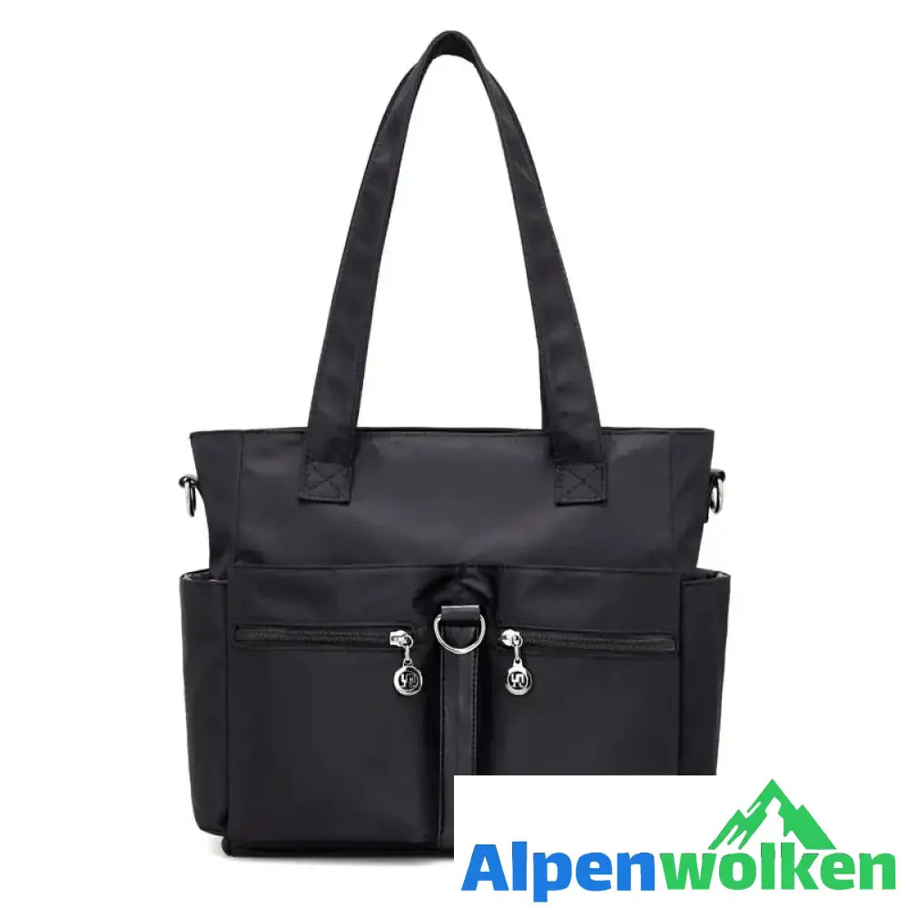 Alpenwolken - Damen wasserdichte Reisetasche aus Nylongewebe mit großer Kapazität schwarz