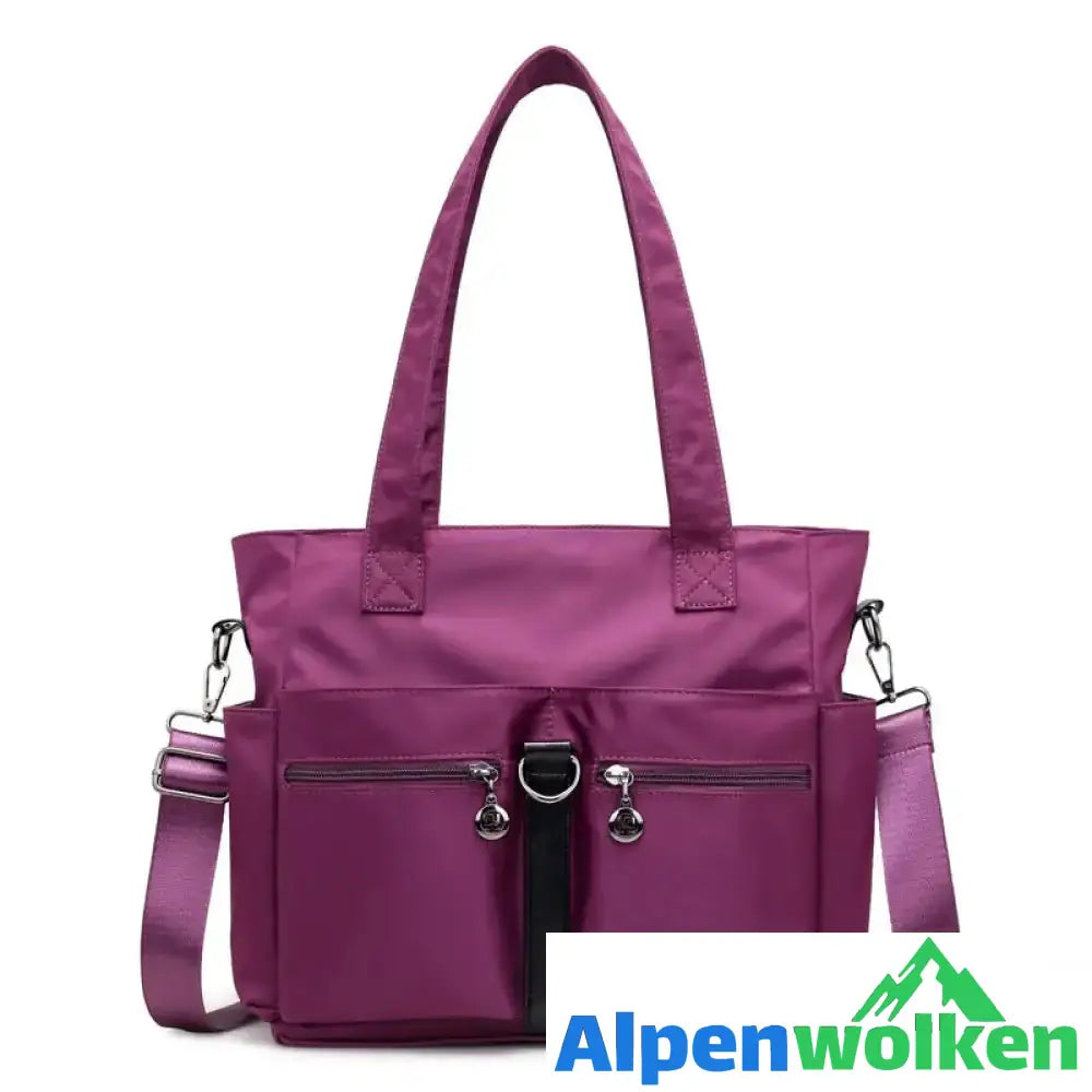 Alpenwolken - Damen wasserdichte Reisetasche aus Nylongewebe mit großer Kapazität violett