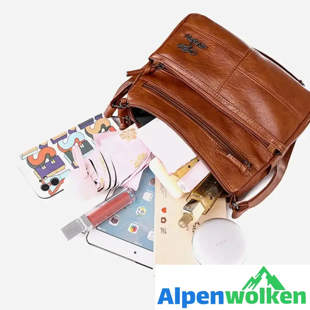 Alpenwolken - Damen Weiche Ledertasche