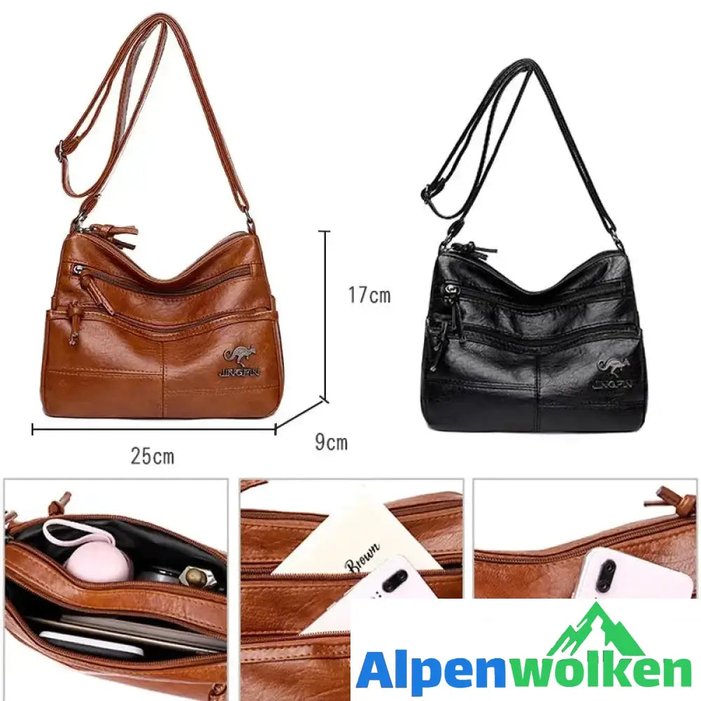 Alpenwolken - Damen Weiche Ledertasche