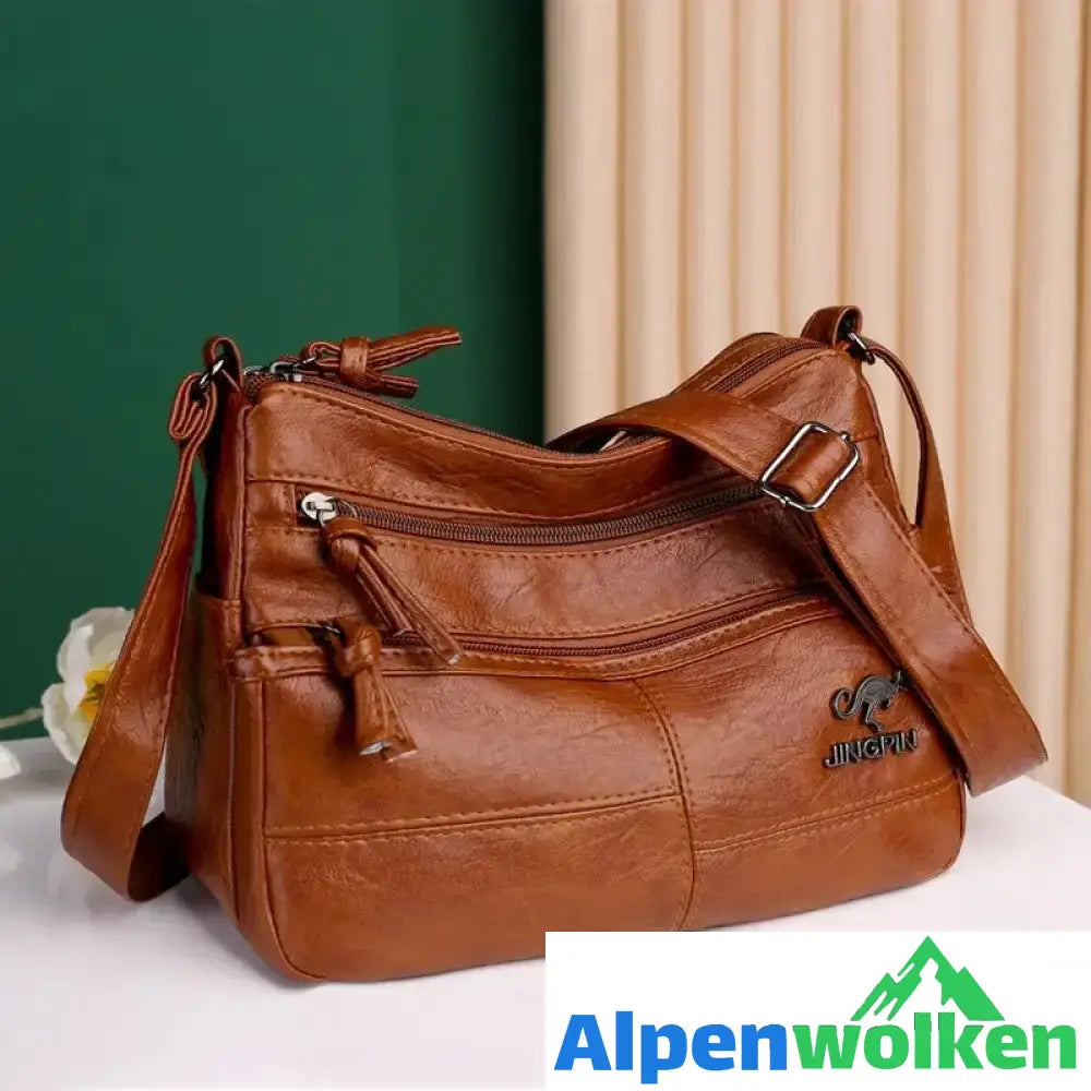 Alpenwolken - Damen Weiche Ledertasche Braun