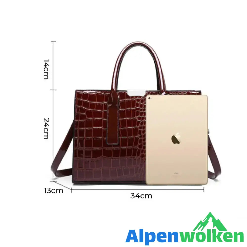 Alpenwolken - Damenhandtasche aus Leder mit Krokoprägung