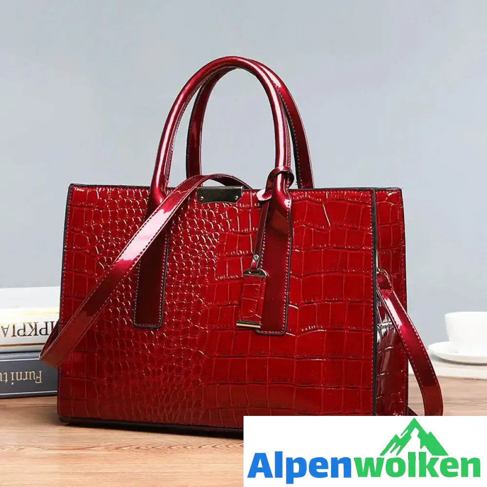 Alpenwolken - Damenhandtasche aus Leder mit Krokoprägung