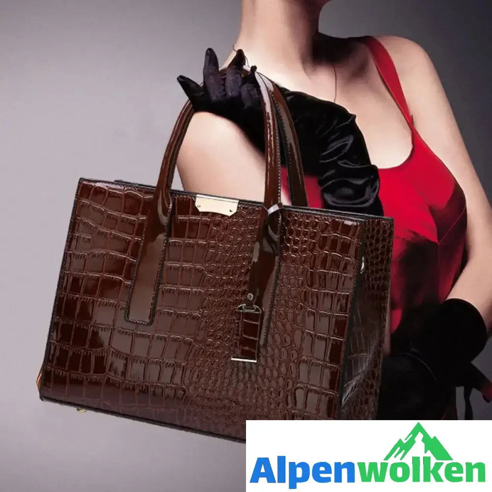 Alpenwolken - Damenhandtasche aus Leder mit Krokoprägung