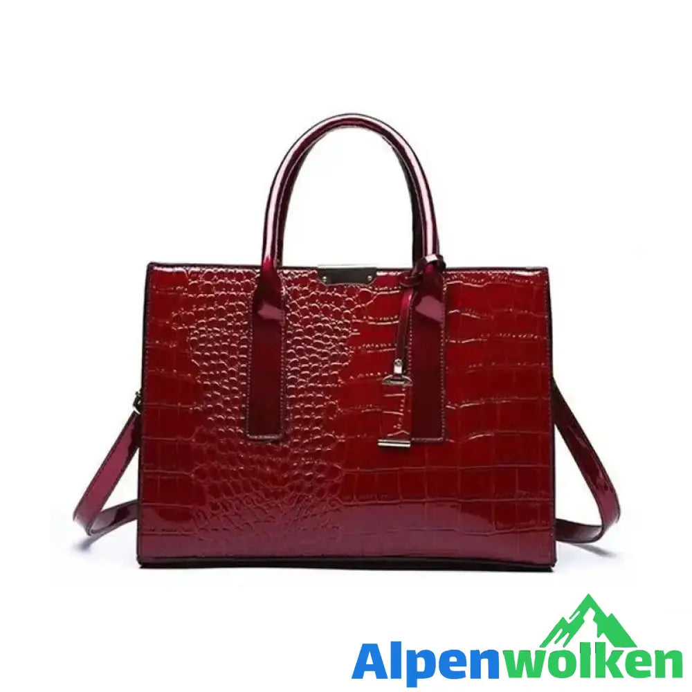 Alpenwolken - Damenhandtasche aus Leder mit Krokoprägung rot