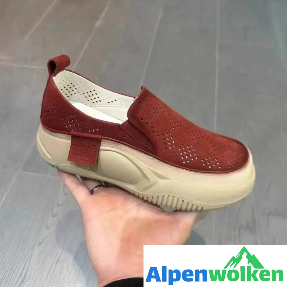 Alpenwolken - Damenschuhe mit dicken Sohlen Weinrot