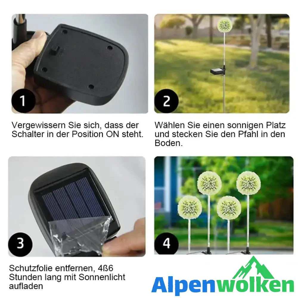 Alpenwolken - Dekorative Solar-Löwenzahn-Leuchte