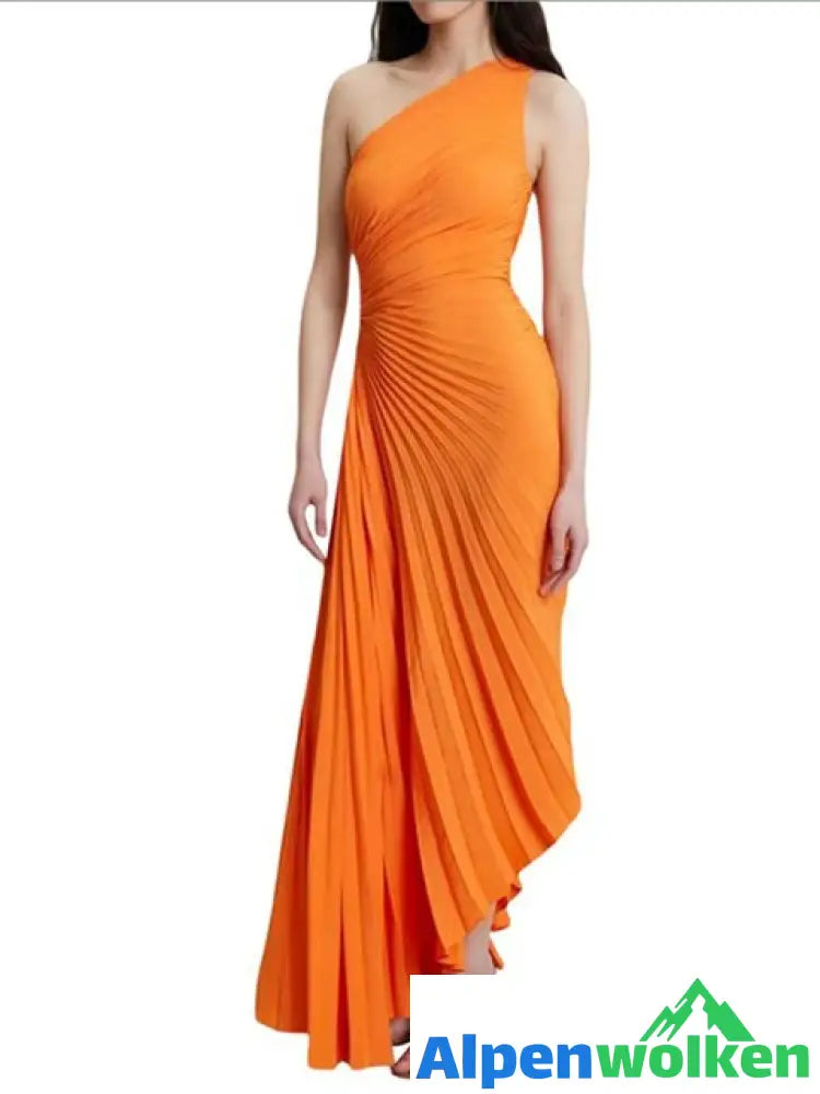 Alpenwolken - Delfina Pleated Dress Orange